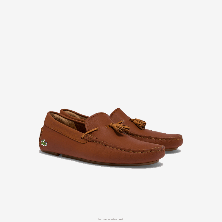 Lacoste piloter lederen rijschoenen met kwastjes en reliëf 0828H1843 bruine gom 524 Heren