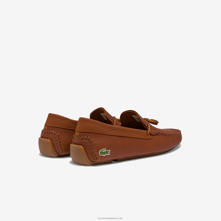 Lacoste piloter lederen rijschoenen met kwastjes en reliëf 0828H1843 bruine gom 524 Heren
