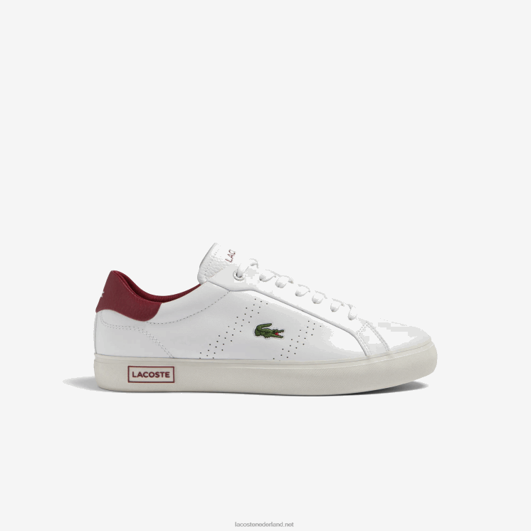 Lacoste powercourt 2.0 leren hak pop sneakers 0828H1741 wit & rood 286 Heren