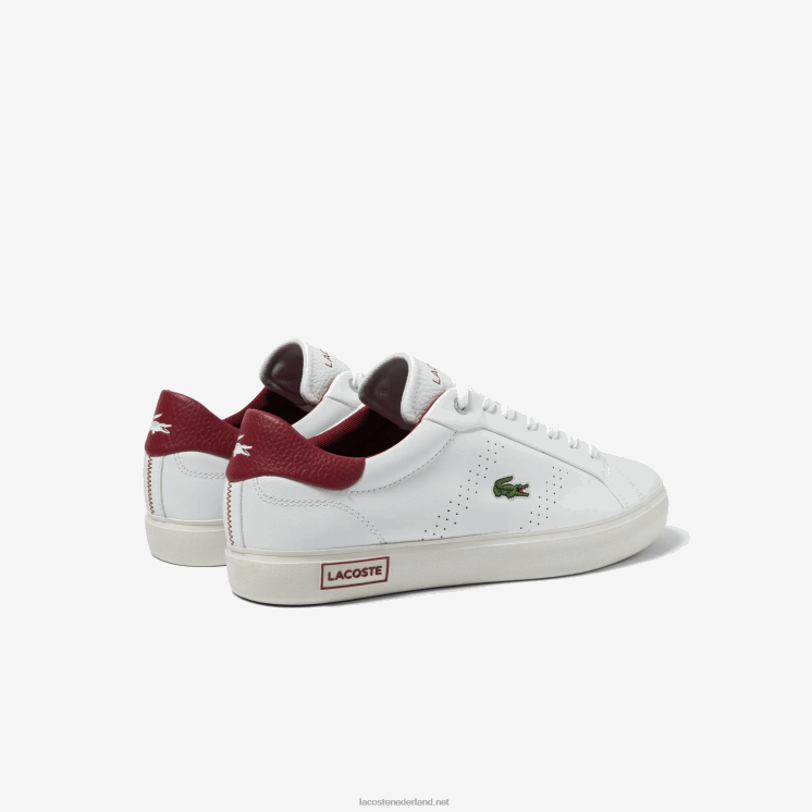 Lacoste powercourt 2.0 leren hak pop sneakers 0828H1741 wit & rood 286 Heren