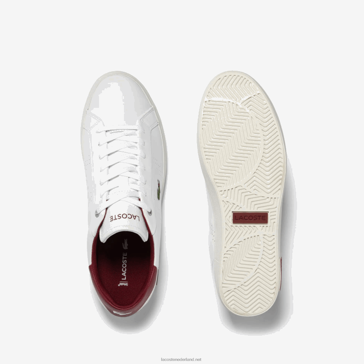 Lacoste powercourt 2.0 leren hak pop sneakers 0828H1741 wit & rood 286 Heren