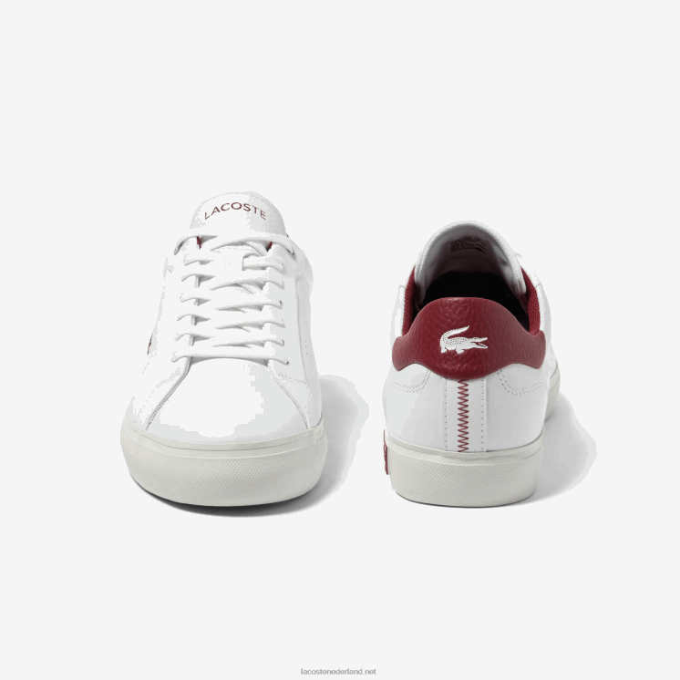 Lacoste powercourt 2.0 leren hak pop sneakers 0828H1741 wit & rood 286 Heren