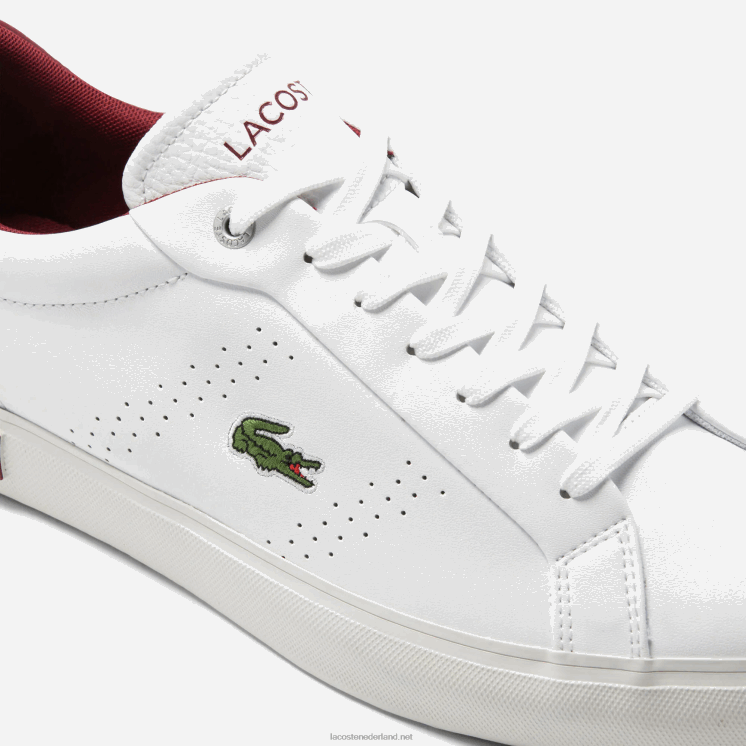 Lacoste powercourt 2.0 leren hak pop sneakers 0828H1741 wit & rood 286 Heren