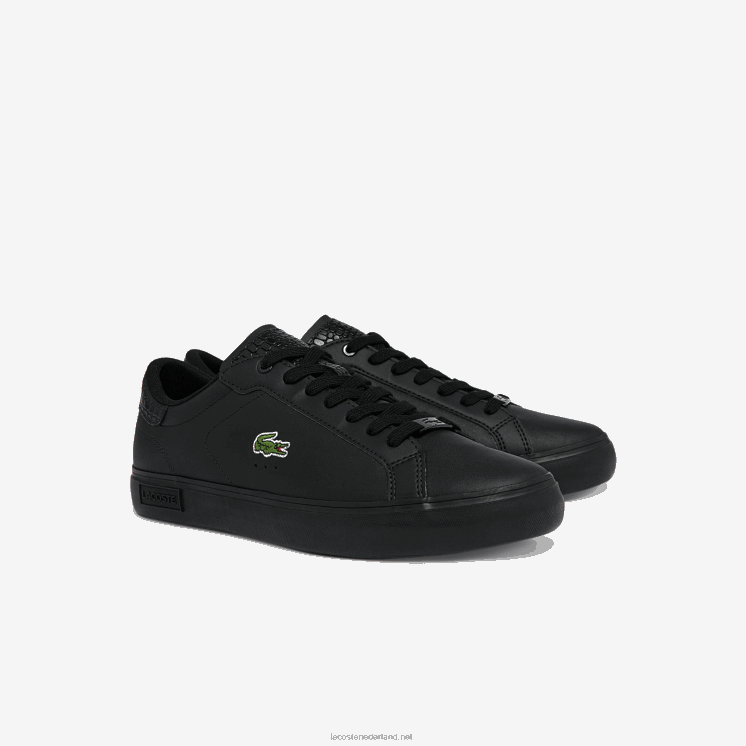 Lacoste powercourt gepolijste leren sneakers 0828H1846 zwart 02u Heren