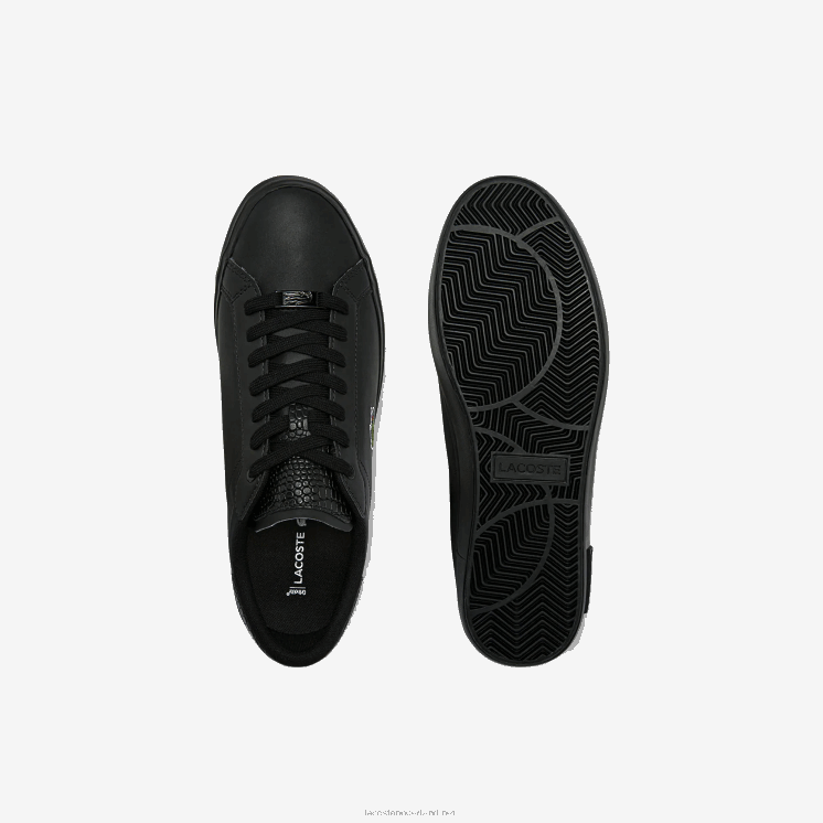 Lacoste powercourt gepolijste leren sneakers 0828H1846 zwart 02u Heren