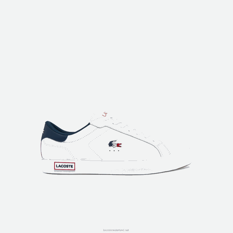 Lacoste powercourt leren driekleurige sneakers 0828H1858 wit/marine & rood 407 Heren