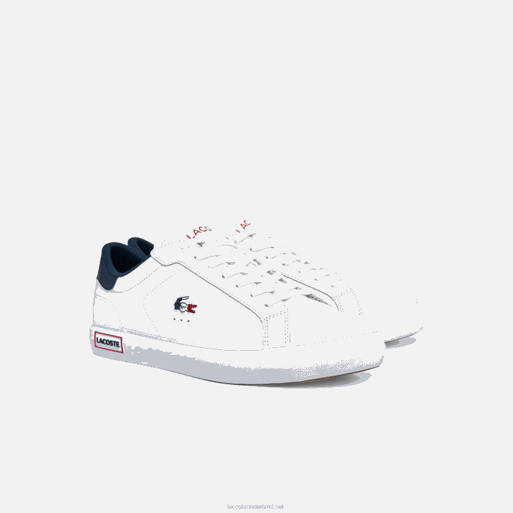 Lacoste powercourt leren driekleurige sneakers 0828H1858 wit/marine & rood 407 Heren