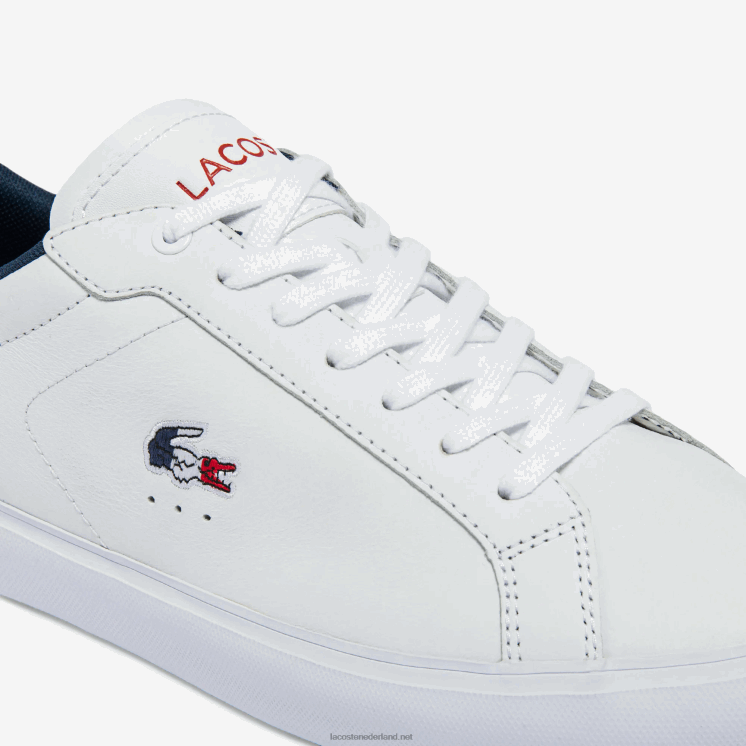Lacoste powercourt leren driekleurige sneakers 0828H1858 wit/marine & rood 407 Heren