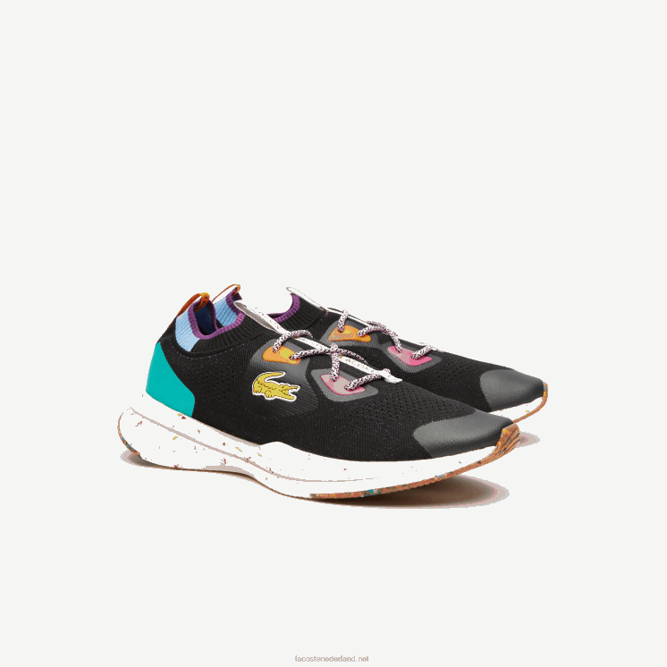 Lacoste run spin eco textiel sneakers 0828H1901 zwart turkoois 1s3 Heren