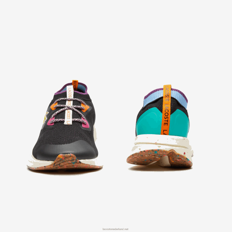 Lacoste run spin eco textiel sneakers 0828H1901 zwart turkoois 1s3 Heren