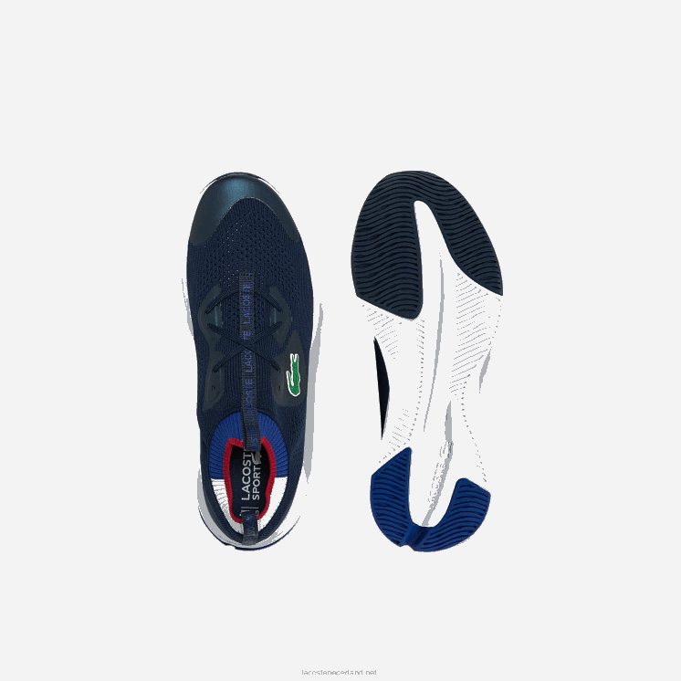 Lacoste run spin gebreide stoffen sneakers 0828H1862 marine & wit 092 Heren