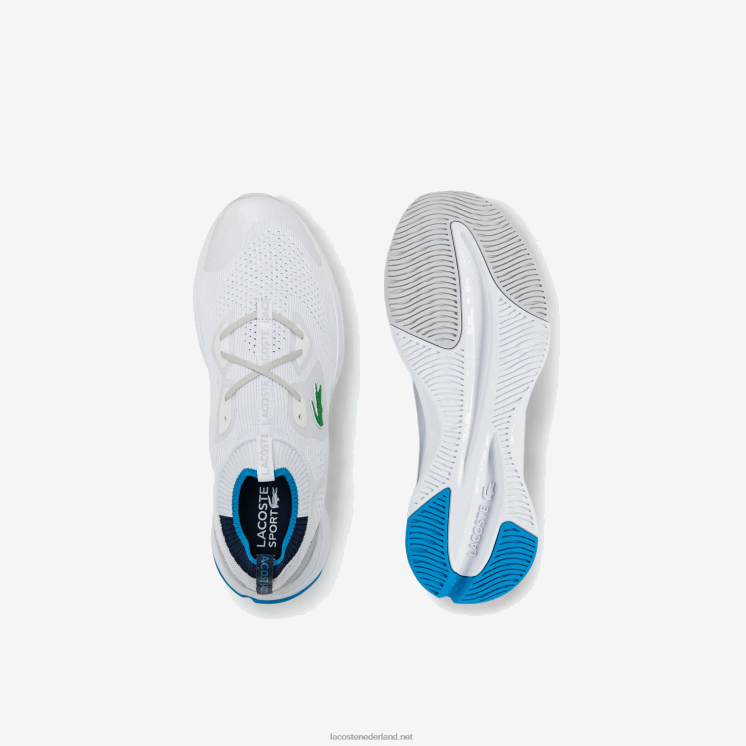 Lacoste run spin gebreide stoffen sneakers 0828H1863 wit/blauw 080 Heren