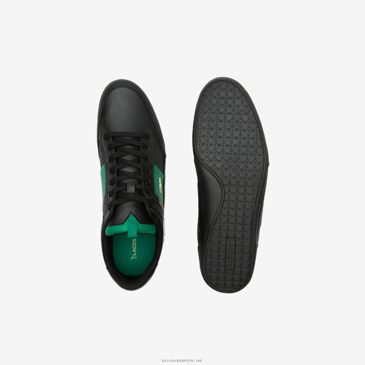 Lacoste sneakers van chaymon leer en koolstofvezel 0828H1770 zwart & groen 1b4 Heren