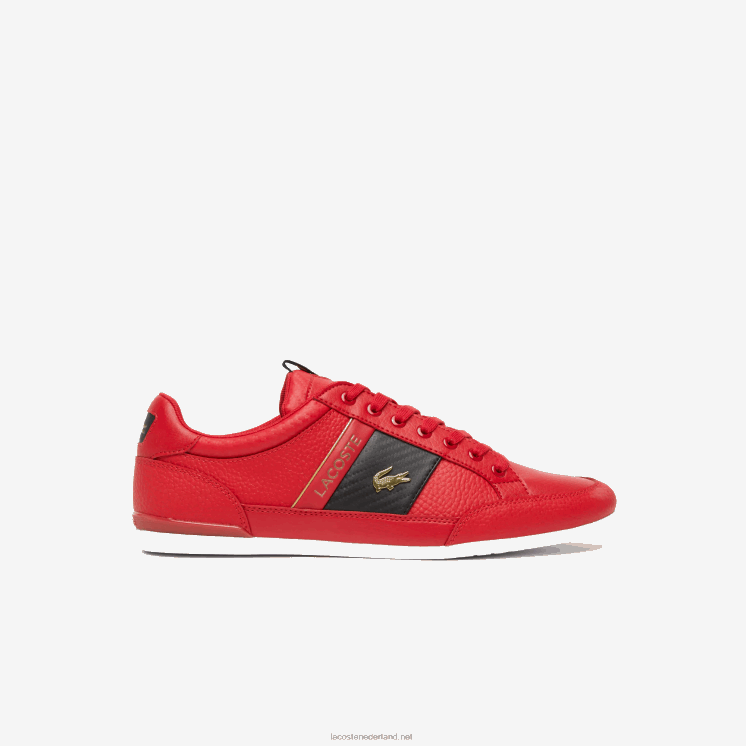 Lacoste sneakers van chaymon leer en koolstofvezel 0828H1772 rood zwart ds9 Heren