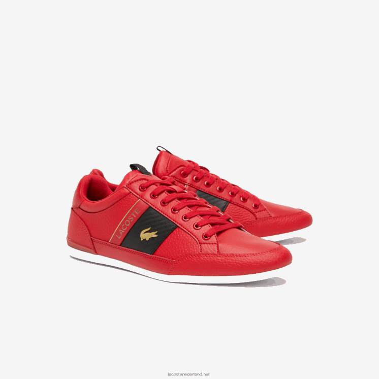 Lacoste sneakers van chaymon leer en koolstofvezel 0828H1772 rood zwart ds9 Heren