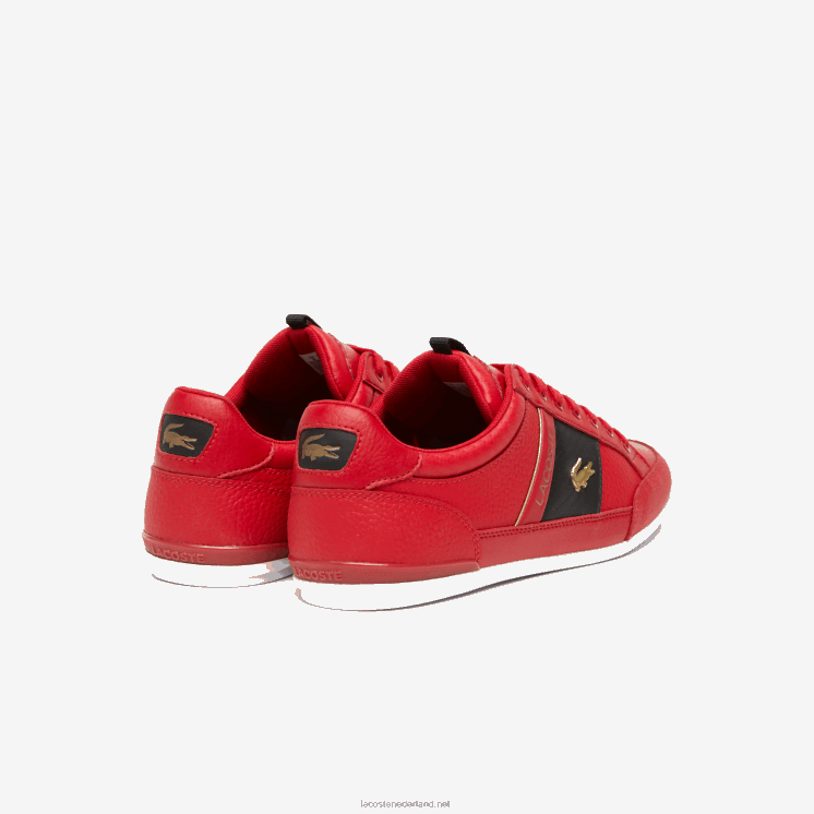 Lacoste sneakers van chaymon leer en koolstofvezel 0828H1772 rood zwart ds9 Heren