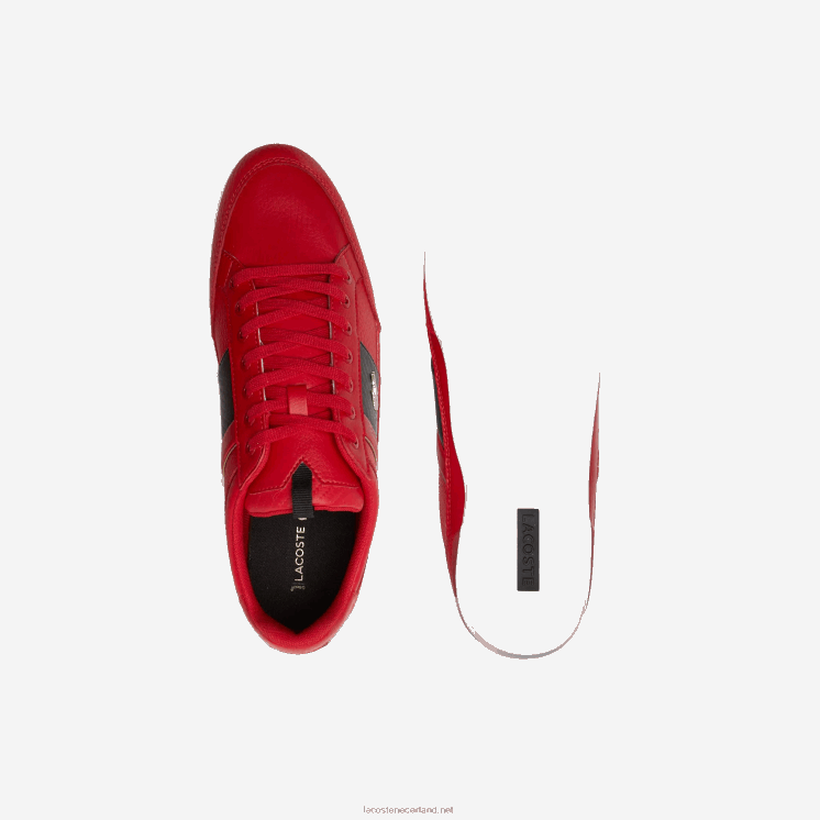 Lacoste sneakers van chaymon leer en koolstofvezel 0828H1772 rood zwart ds9 Heren