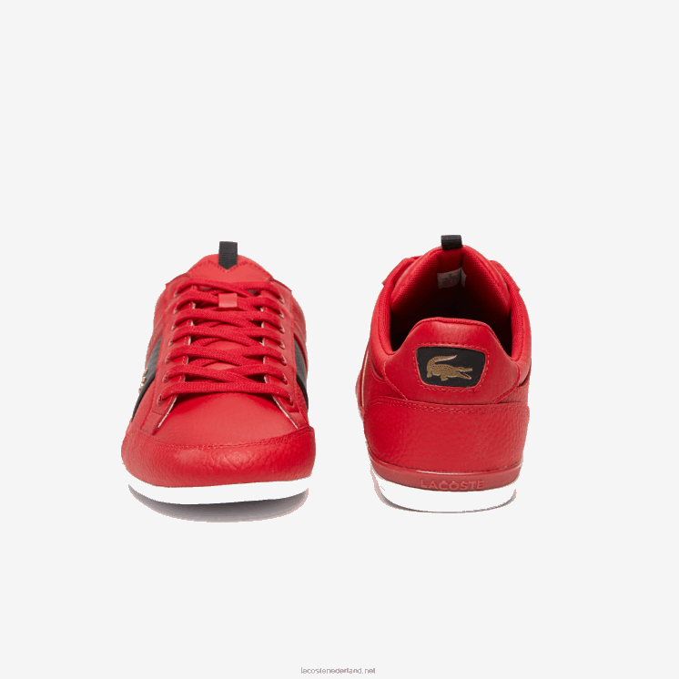 Lacoste sneakers van chaymon leer en koolstofvezel 0828H1772 rood zwart ds9 Heren