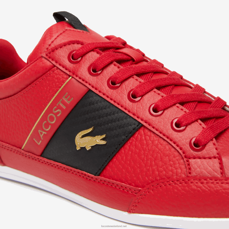 Lacoste sneakers van chaymon leer en koolstofvezel 0828H1772 rood zwart ds9 Heren