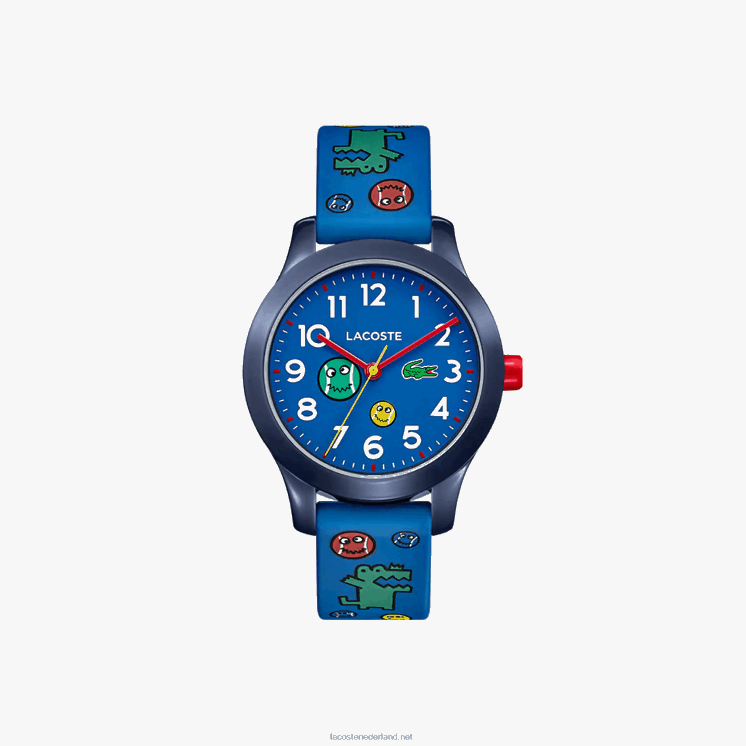 Lacoste 12.12 3 wijzers horloge met blauwe siliconen band 0828H3111 blauw 000 kinderen