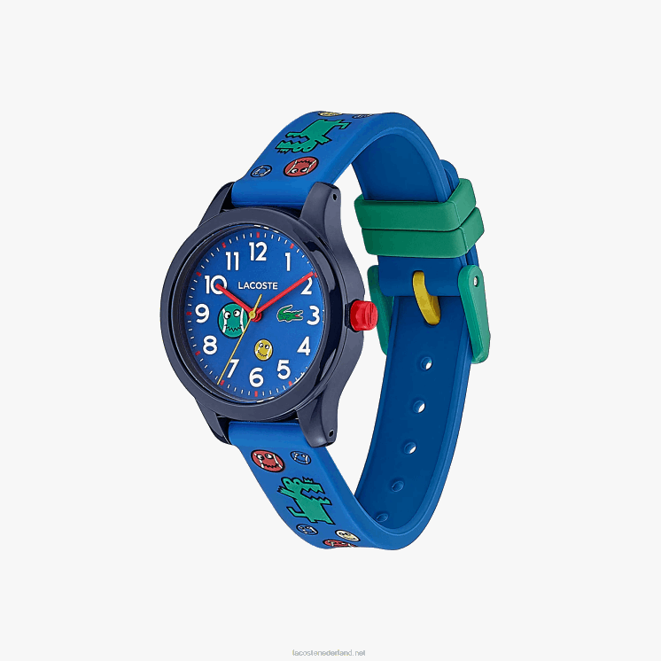 Lacoste 12.12 3 wijzers horloge met blauwe siliconen band 0828H3111 blauw 000 kinderen