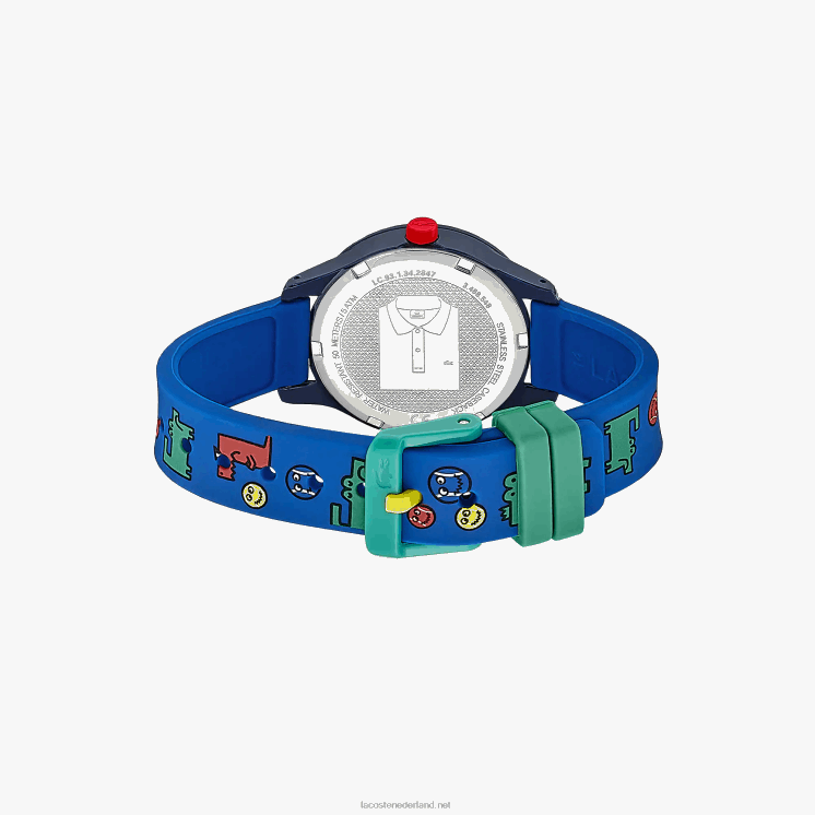 Lacoste 12.12 3 wijzers horloge met blauwe siliconen band 0828H3111 blauw 000 kinderen