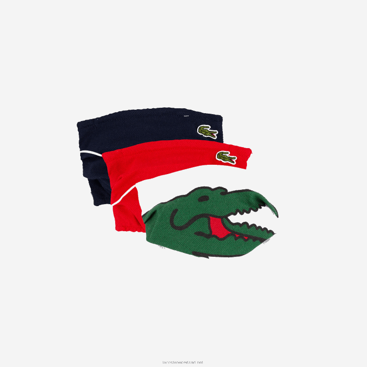 Lacoste pak van 3 gezichtsbeschermingsmaskers van katoen 0828H3280 marineblauw rood wit db3 kinderen