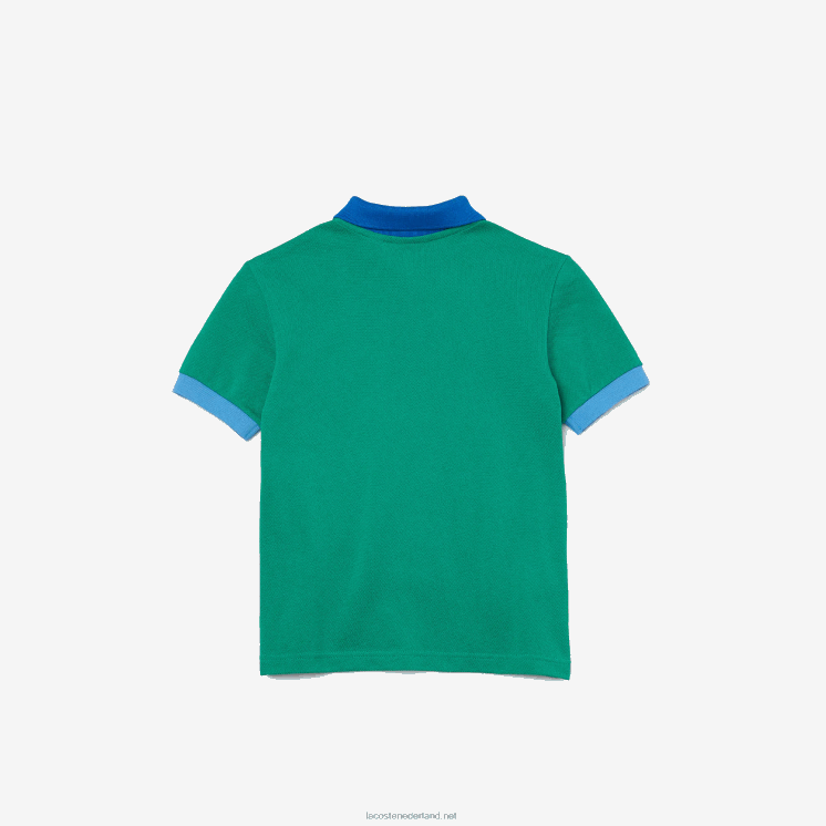 Lacoste Katoenen piqué polo met contrasterende kraag 0828H2958 groen blauw x28 jongens