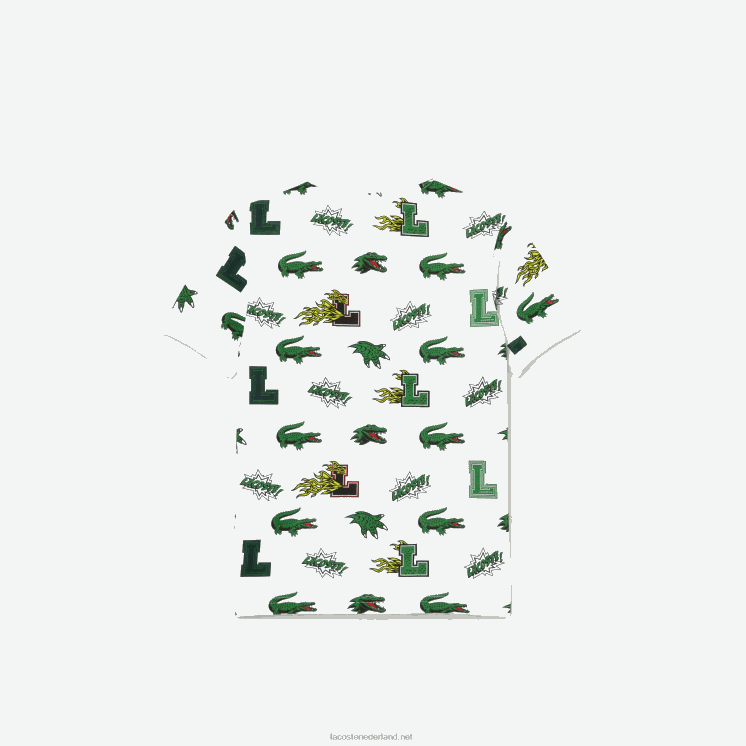 Lacoste Polo met komisch effect krokodillenprint 0828H2956 wit 001 kinderen