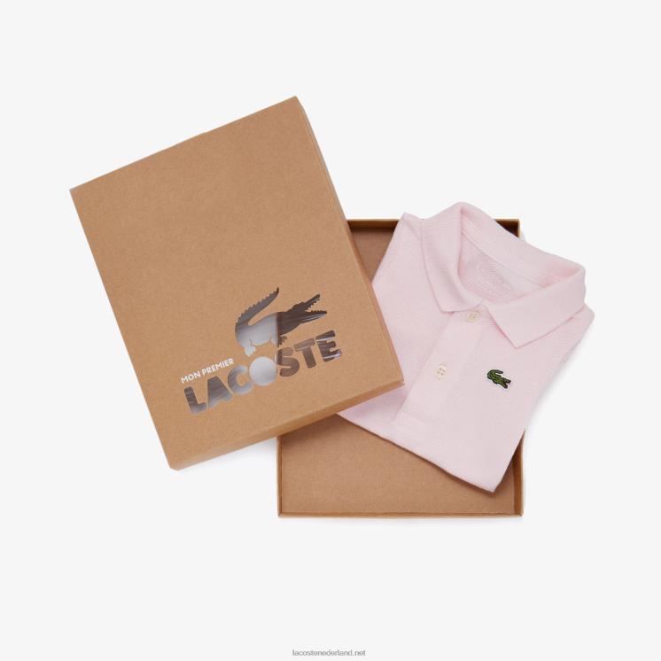Lacoste boxset van biologisch katoen piqué onesie voor baby's 0828H2987 lichtroze t03 kinderen