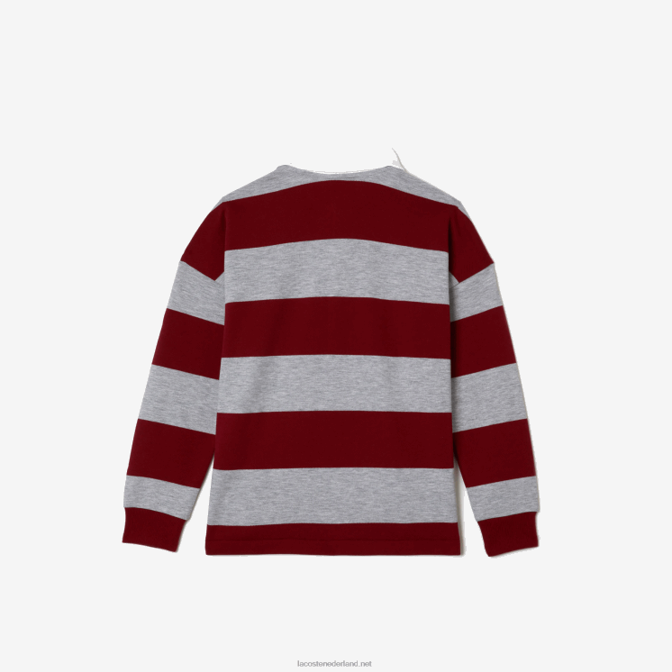 Lacoste gestreepte piqué polo 0828H2962 bordeaux grijze chine x29 kinderen