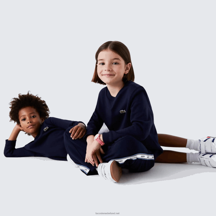 Lacoste sweater van katoenfleece 0828H2973 marineblauw 166 kinderen