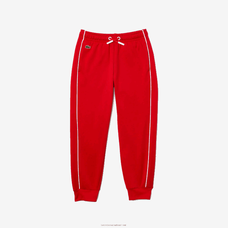 Lacoste Heritage fleece joggingbroek 0828H3229 rood wit c9u jongens