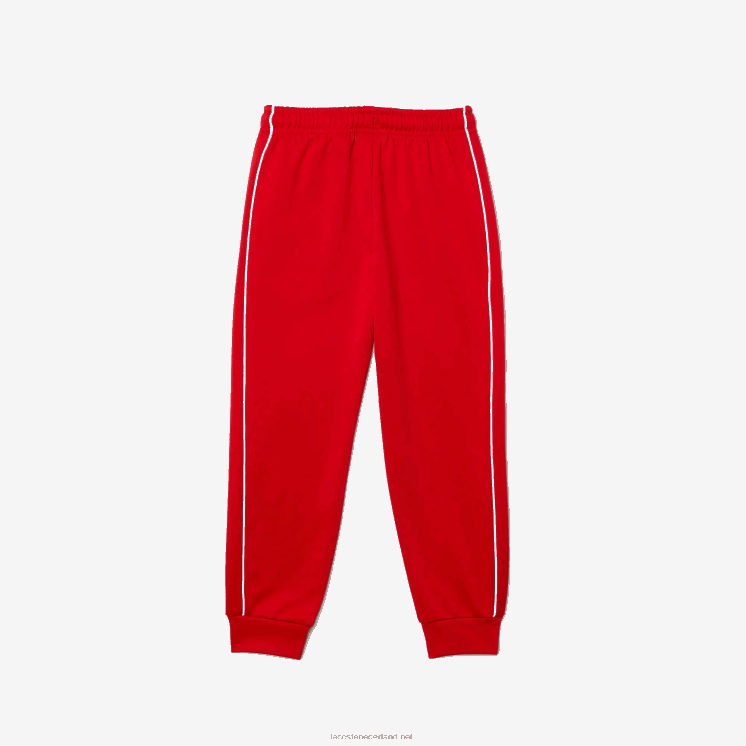 Lacoste Heritage fleece joggingbroek 0828H3229 rood wit c9u jongens