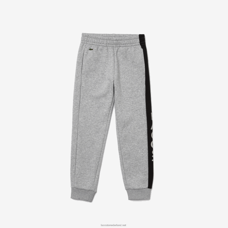 Lacoste joggingbroek van katoenfleecemix 0828H3242 grijs chine zwart jz9 jongens