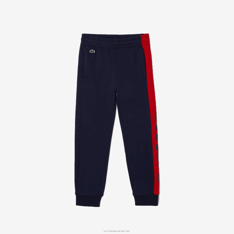 Lacoste joggingbroek van katoenfleecemix 0828H3243 marineblauw rood k1h jongens