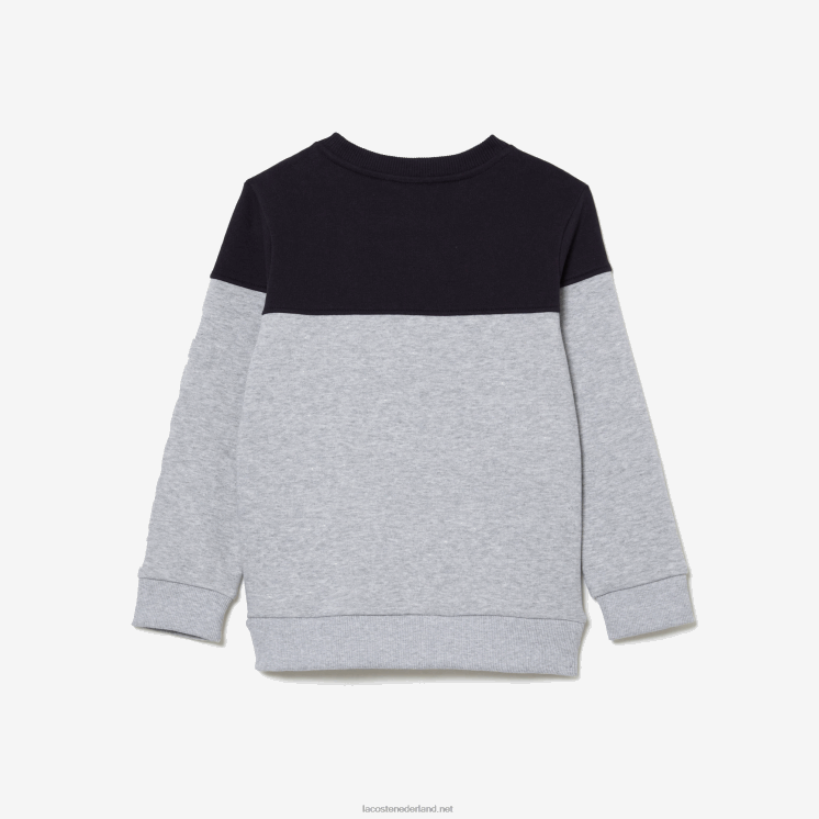 Lacoste Colorblock sweatshirt van biologisch katoenen flanel 0828H3064 marineblauw grijs chine e6a kinderen