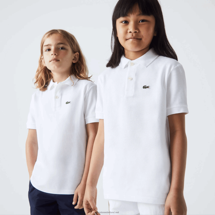 Lacoste Petit piqué polo met normale pasvorm 0828H3000 wit 001 kinderen