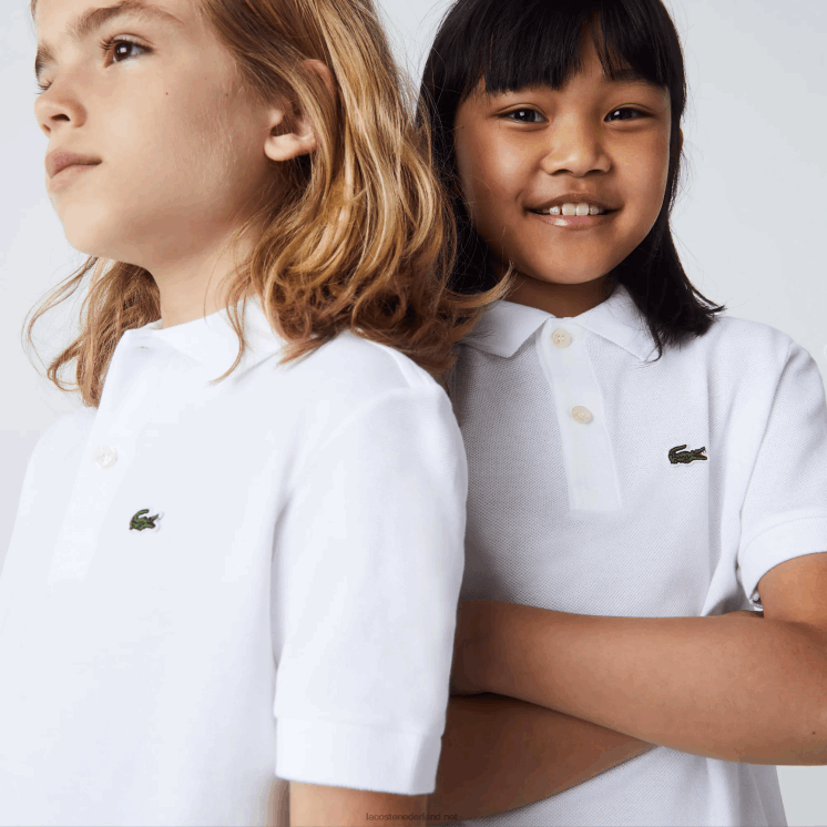 Lacoste Petit piqué polo met normale pasvorm 0828H3000 wit 001 kinderen