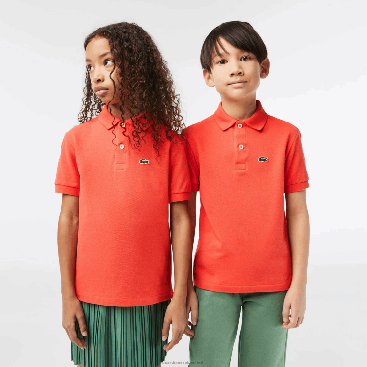 Lacoste Petit piqué polo met normale pasvorm 0828H3007 oranje 02k kinderen