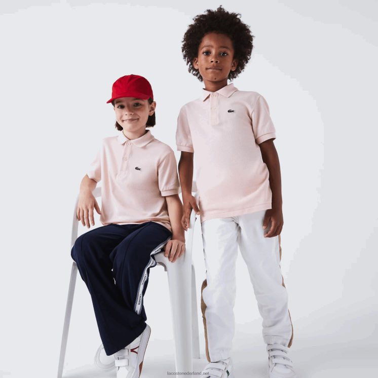 Lacoste Petit piqué polo met normale pasvorm 0828H3122 licht roze adi kinderen