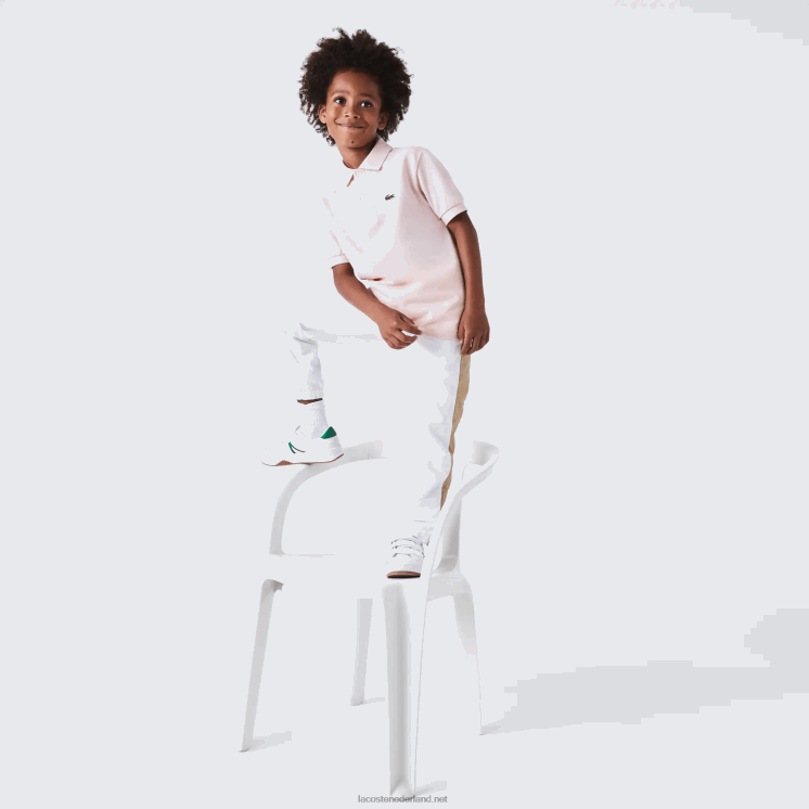 Lacoste Petit piqué polo met normale pasvorm 0828H3122 licht roze adi kinderen