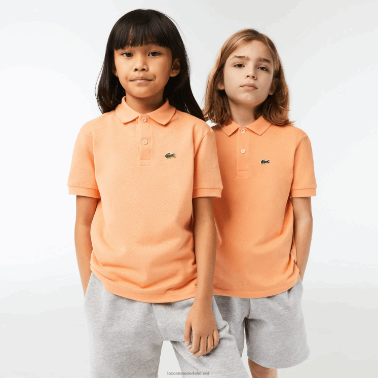 Lacoste Petit piqué polo met normale pasvorm 0828H3123 lichtoranje heb kinderen