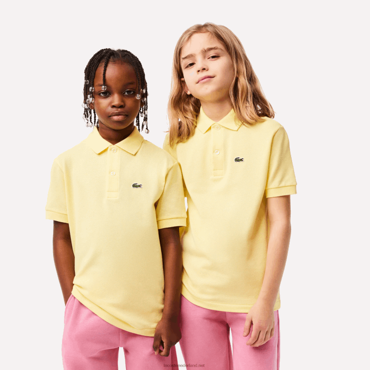 Lacoste Petit piqué polo met normale pasvorm 0828H3131 geel 107 kinderen