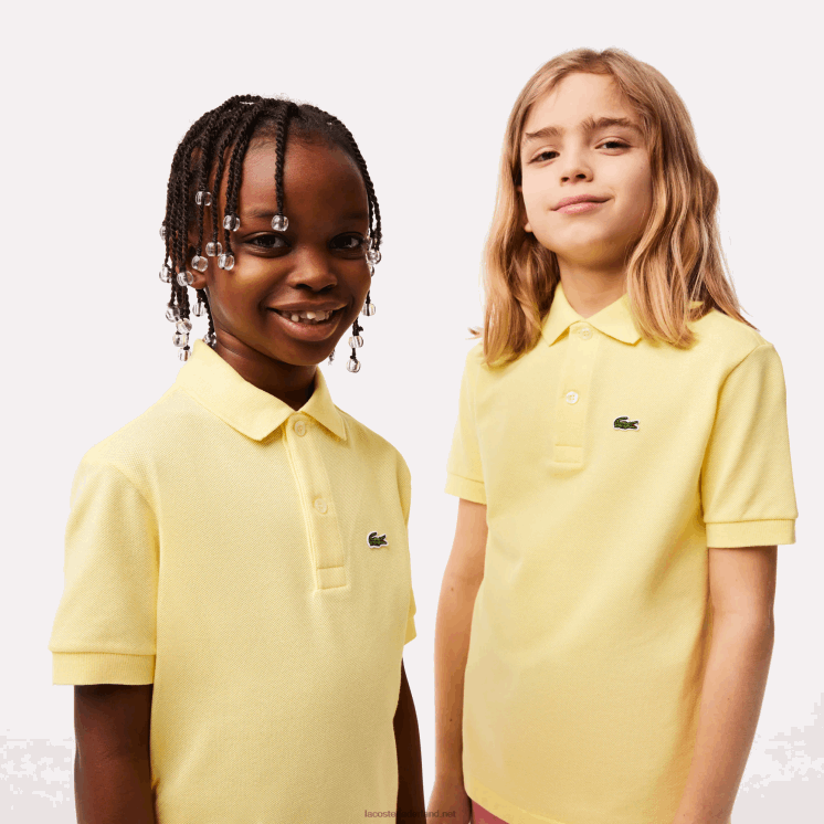 Lacoste Petit piqué polo met normale pasvorm 0828H3131 geel 107 kinderen