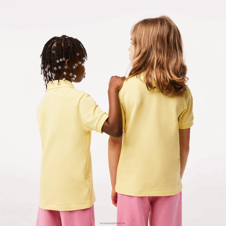 Lacoste Petit piqué polo met normale pasvorm 0828H3131 geel 107 kinderen