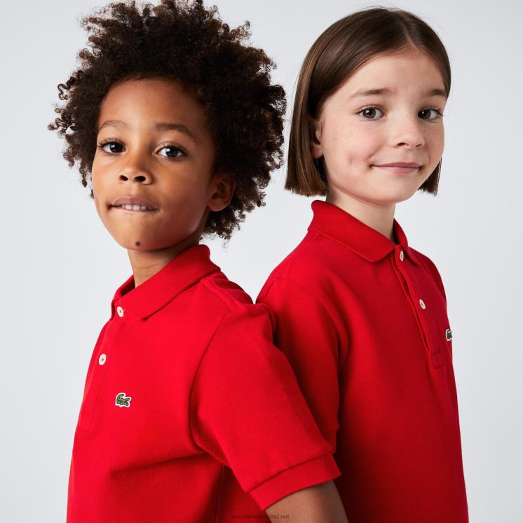 Lacoste Petit piqué polo met normale pasvorm 0828H3135 rood 240 kinderen