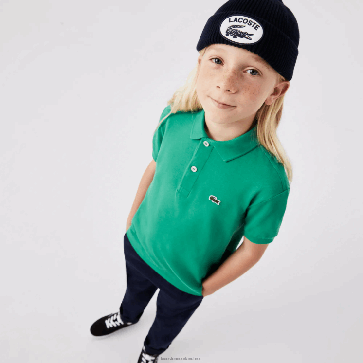 Lacoste Petit piqué polo met normale pasvorm 0828H3155 groene hd2 kinderen