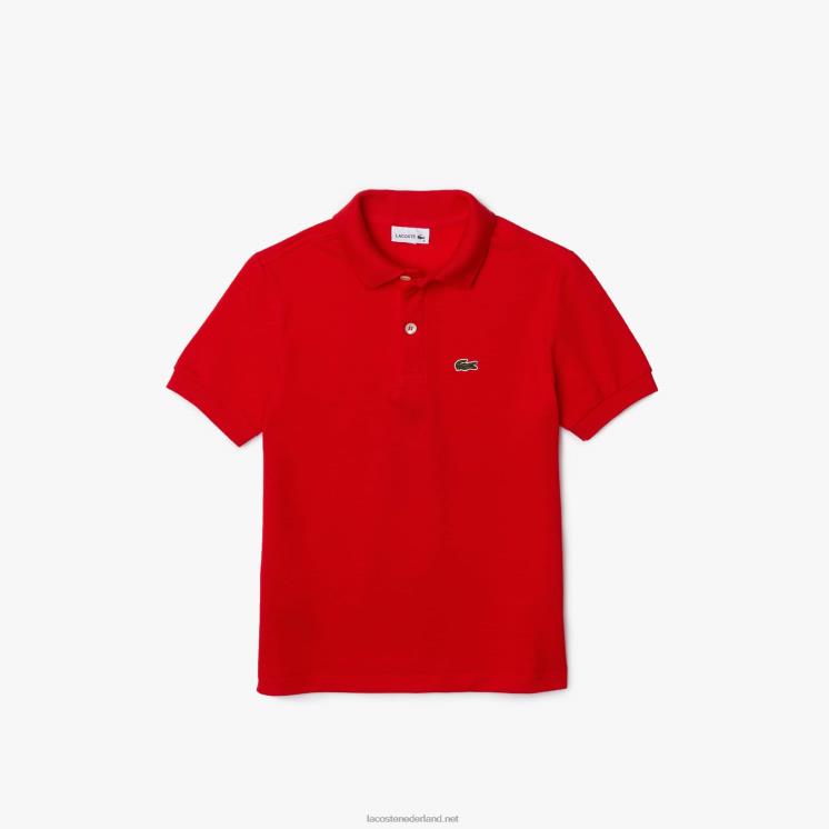 Lacoste Petit piqué polo met normale pasvorm 0828H3171 rode wtu kinderen