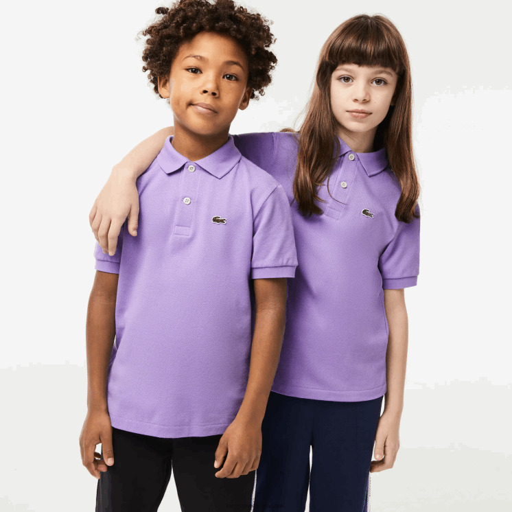 Lacoste Petit piqué polo met normale pasvorm 0828H3181 paarse gfu kinderen